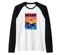 Wear Miami Florida T Shirts, Abstract Miami Sunrise Graphic Maglia con Maniche Raglan