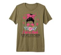 Wear Pink for My Step Mom Messy Bun Breast Cancer Awareness Maglietta Premium