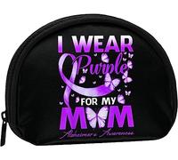 Wear Purple For My Mom Alzheimer's Awareness Portamonete Portamonete Donna e ragazza Cute Fashion Bag Change Pouch Portachiavi Borsa da donna regalo