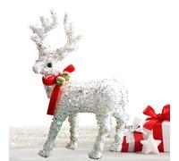 Wear Scarf Deer Figurine, Christmas Deer, Ornaments Glittering Sculpture | Christmas Deers Holiday Decor Indoor For Home Winter Holiday Porch Yard Window Halloween