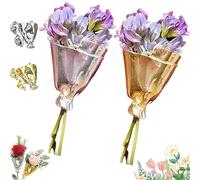 Wearable Flower Bouquet Clip - Elegant Brooch for Women, Floral Corsage Clip for Jackets, Dresses & Wedding, DIY Insert Real or Dried Flowers, S, Metallo