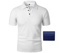 Wearbreeze Shirts for Men Polo, Short Sleeve Slim Fit Breathable Stretch Knit Collared Shirt, Wrinkle Resistant Soft Touch Casual Top