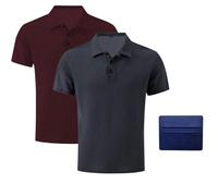 Wearbreeze Shirts for Men Polo, Short Sleeve Slim Fit Breathable Stretch Knit Collared Shirt, Wrinkle Resistant Soft Touch Casual Top