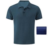 Wearbreeze Shirts for Men Polo, Short Sleeve Slim Fit Breathable Stretch Knit Collared Shirt, Wrinkle Resistant Soft Touch Casual Top