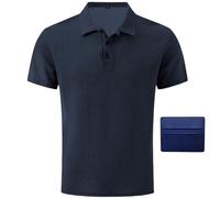 Wearbreeze Shirts for Men Polo, Short Sleeve Slim Fit Breathable Stretch Knit Collared Shirt, Wrinkle Resistant Soft Touch Casual Top