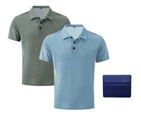 Wearbreeze Shirts for Men Polo, Short Sleeve Slim Fit Breathable Stretch Knit Collared Shirt, Wrinkle Resistant Soft Touch Casual Top