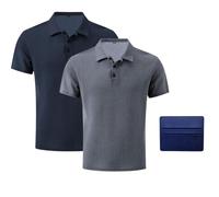 Wearbreeze Shirts for Men Polo, Short Sleeve Slim Fit Breathable Stretch Knit Collared Shirt, Wrinkle Resistant Soft Touch Casual Top