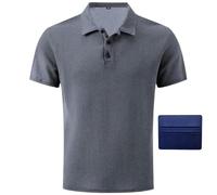 Wearbreeze Shirts for Men Polo, Short Sleeve Slim Fit Breathable Stretch Knit Collared Shirt, Wrinkle Resistant Soft Touch Casual Top