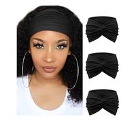 Weardear Capelli Donna Elastica Turbante Fasce Capelli Donna stile retrò Cerchietti Annodato Fasce Accessori per Sport Yoga Nero 13 L