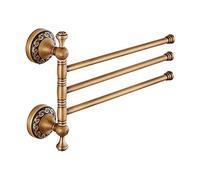 Weare Home Porta asciugamani in ottone, con 3 bracci, finitura in bronzo antico, mobile, girevole, stile retrò vintage per il bagno