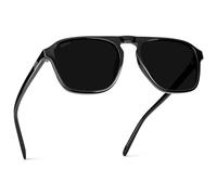 WearMe Pro Occhiali da sole da uomo Polarized Modern Aviator con ponte singolo e lenti quadrate (nero/lenti nere triple)