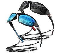 WEAROYO Occhiali da sole sportivi polarizzati per uomini e donne, per pesca e guida, protezione UV400, Montatura C Nero Rosso/Lenti Fumate+Montatura Blu Nero/Lente Specchiata Blu Ghiaccio, Medium