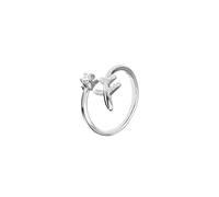 WearTravelers Anello con Aereo in Argento 925 con Zirconi sulle Ali e Punto Luce - Anello Regolabile - Idea Regalo Elegante e Luminosa per Donna Viaggiatrice - Modello Los Angeles (Argento)