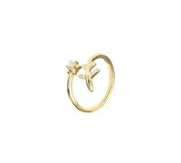 WearTravelers Anello con Aereo in Argento 925 con Zirconi sulle Ali e Punto Luce - Anello Regolabile - Idea Regalo Elegante e Luminosa per Donna Viaggiatrice - Modello Los Angeles (Oro)