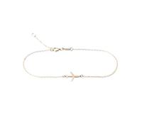 WearTravelers Bracciale in Oro Giallo 9K con Ciondolo Aereo e Zirconi sulle Ali - Gioiello Donna Elegante e Regolabile - Idea Regalo Viaggiatrice - Modello Zefiro