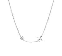 WearTravelers Collana con Aereo e Cuoricino Luminoso in Argento 925 semplice e leggera - Idea Regalo per Donna Viaggiatrice - Prodotto Made in Italy - Modello Oslo (Argernto)