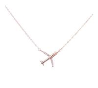 WearTravelers Collana con Aereo in Argento 925 e Zirconi - Ciondolo Aereo con Zirconi sulle Ali - Idea Regalo per Donna o Ragazza Viaggiatrice - Modello New York (Oro Rosa)