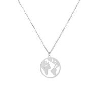 WearTravelers Collana con Mappa del Mondo Ciondolo Mondo Completo - Fantastica Idea Regalo per Donna Viaggiatrice o Viaggiatori o per Chi Ama Viaggiare - Modello Roma (Argento)