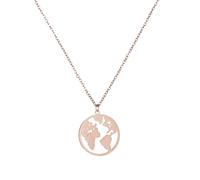 WearTravelers Collana con Mappa del Mondo Ciondolo Mondo Completo - Fantastica Idea Regalo per Donna Viaggiatrice o Viaggiatori o per Chi Ama Viaggiare - Modello Roma (Oro Rosa)