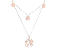 WearTravelers Collana con Mondo in Argento 925 - Collana Doppia con Ciondolo a forma di Mappa del Mondo Completa - Idea Regalo per Donna Ragazza Viaggiatrice - Modello Sofia (Oro Rosa)