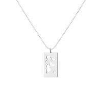 WearTravelers Collana con Mondo in Argento 925 e Oro Bianco 18k Ciondolo Mappa del Mondo Rettangolare Verticale - Idea Regalo per chi Ama Viaggiare - Modello Avana