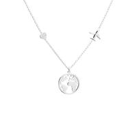WearTravelers Collana Mappa del Mondo con Aereo e piccolo cuore luminoso in Argento 925 - Idea Regalo per Donna Viaggiatrice - Prodotto Made in Italy - Modello Atlanta (Argento)
