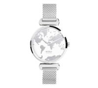 WearTravelers Orologio da Polso Donna con Mappa del Mondo - Acciaio 326L resistente all’acqua (Waterproof - 3ATM) - Regalo per Donna Viaggiatrice - Wanderlust (Argento e Bianco)