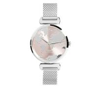 WearTravelers Orologio da Polso Donna con Mappa del Mondo - Acciaio 326L resistente all’acqua (Waterproof - 3ATM) - Regalo per Donna Viaggiatrice - Wanderlust (Argento e Perla)