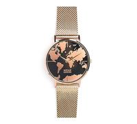 WearTravelers Orologio da polso Donna con Mappa del Mondo - Acciaio 326L (Waterproof - 3ATM) - Idea Regalo per Viaggiatrice - Modello GlobeTrotter (Oro Rosa)