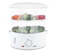 Wëasy - Vaporiera elettrica VEGE8, multifunzione, 9 l, 3 ciotole impilabili rimovibili per cottura uova, verdure, carne, pesce, ciotola per riso, timer 60 min, conservazione delle vitamine