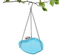Weather Resistant Birdbaths, Decorative Yard Basin, 8.66x8.66 Inches Hanging Bowl with Edge, Durable PP Feeder, Light Blue Ornament with Floral Style, Garden Accessory for Patio Lawn
