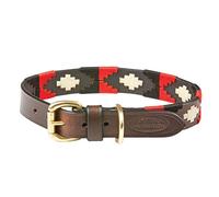 Weatherbeeta Collare per Cani in Pelle Polo - Pelle Marrone/Nero/Rosso
