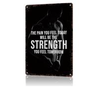 Weathered Pain Temporary Glory Forever Metal Tin Sign Retro Workout Wall Plaque For Home Gym Dungeon Fitness Den 8 X 12 inch
