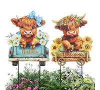 Weatherproof Outdoor Cow Decor, Welcome Sign Stake Set, Garden Farm Animal Kit System, Charming Rustic Design Style, Yard Lawn Porch Patio Pathway Farm Park Home Decoration Kit