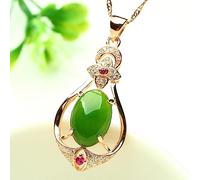 WEAV Ciondolo Collana in Vera Giada Oro Rosa E Oro per Donna Brincos Gioielli in Oro Bijoux Femme Collana in Giada Bizuteria