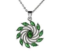 WEAV Collana di Smeraldi in Argento Sterling 925 per Donna Semplice Ciondolo Rosso Verde Anniversario di Matrimonio Tendenza Gioielleria Raffinata
