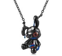 WEAV Collana In Argento Sterling 925 Con Bambola Violenta, Coniglio, Sfera Di Cristallo Rosa, Ciondolo Con Faccia Di Teschio Rotto, Con Collana, Gioielli Di Compleanno, Regali Per Donne