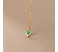WEAV Collana in Argento Sterling 925 con Pavé di Diamanti con Ciondolo in Zircone Verde per Regalo di Gioielli da Sposa da Donna
