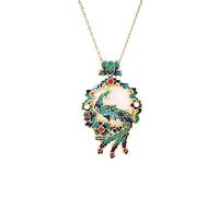 WEAV Fenice di Giada di Hetian Naturale Laiyi Collana di Porcellana Smaltata Ciondolo Retro Gioielli da Donna in Stile Corte Accessori Cheongsam