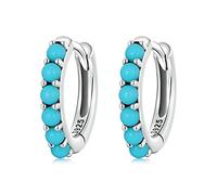 WEAV Fibbie per Orecchie in Turchese Blu Impilabili in Argento Sterling 925 per Orecchini A Cerchio Moderni di Moda Femminile per Gioielli da Donna