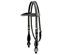 Weaver Leather Back in Black Browband Headstall with Nickel Brass Spots, Black by Weaver Leather