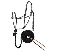 Weaver Leather Diamond, Cavezza e lunghina in Corda Intrecciata, Nero/Marrone Chiaro/Bianco, 1,3 cm x 3 m, Taglia Unica