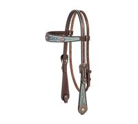 Weaver Leather Savannah Browband Headstall, 10-0420, Metallic Turquoise/Brown