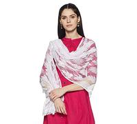 Weavers Villa® Dupatta a rete floreale bianca per le donne, bianco, L