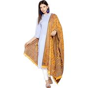 Weavers Villa Scialli da donna in misto lana pashmina indiana, sciarpa, scialli intrecciati, sciarpa, avvolge [taglia L: 101,6 x 203,2 cm], Senape, [Size: 40 X 80 Inches]