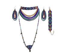 Weavish Collana girocollo con perline - Boho Native Handmade Seed Bead Tassel Necklace Bohemian Large Statement Collana di perline per donne, Free size, Vetro, c/z perline di vetro 11/0