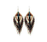 Weavish Orecchini pendenti lunghi con perline - Boho Native Handmade Seed Bead nappa bohemien grandi frange pendenti per le donne, Perline di vetro cz 11/0, Perline di vetro cz 11/0
