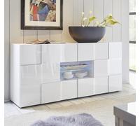 Web Convenienza Madia con 2 Ante e 2 Cassetti Made in Italy - Credenza Contenitore Collezione Dama per Soggiorno Cucina Ingresso Sala da Pranzo Mobile Design Moderno Originale Bianco Lucido