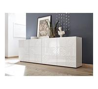 Web Convenienza Madia con 4 Ante Made in Italy - Credenza Contenitore Collezione Miro per Soggiorno Cucina Ingresso Sala da Pranzo Mobile Design Moderno Originale Bianco Lucido Serigrafato