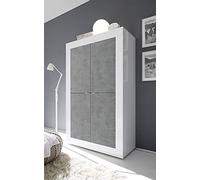 Web Convenienza Madia con 4 Sportelli Made in Italy - Credenza Contenitore Collezione Basic per Soggiorno Cucina Ingresso Sala da Pranzo Mobile Design moderno originale Bianco e Cemento